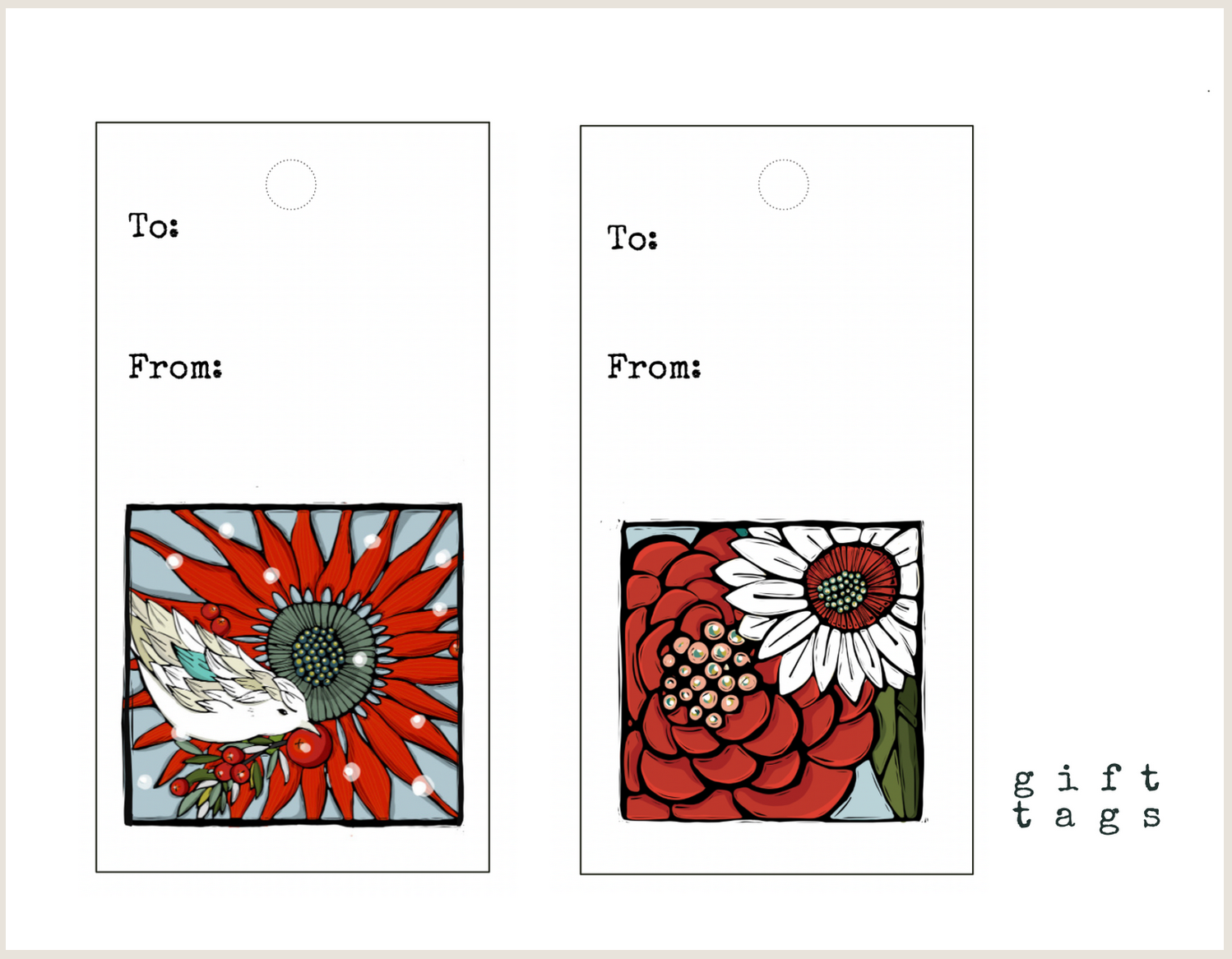 Newfolk&Cabin Gift Tags- Floral /bird