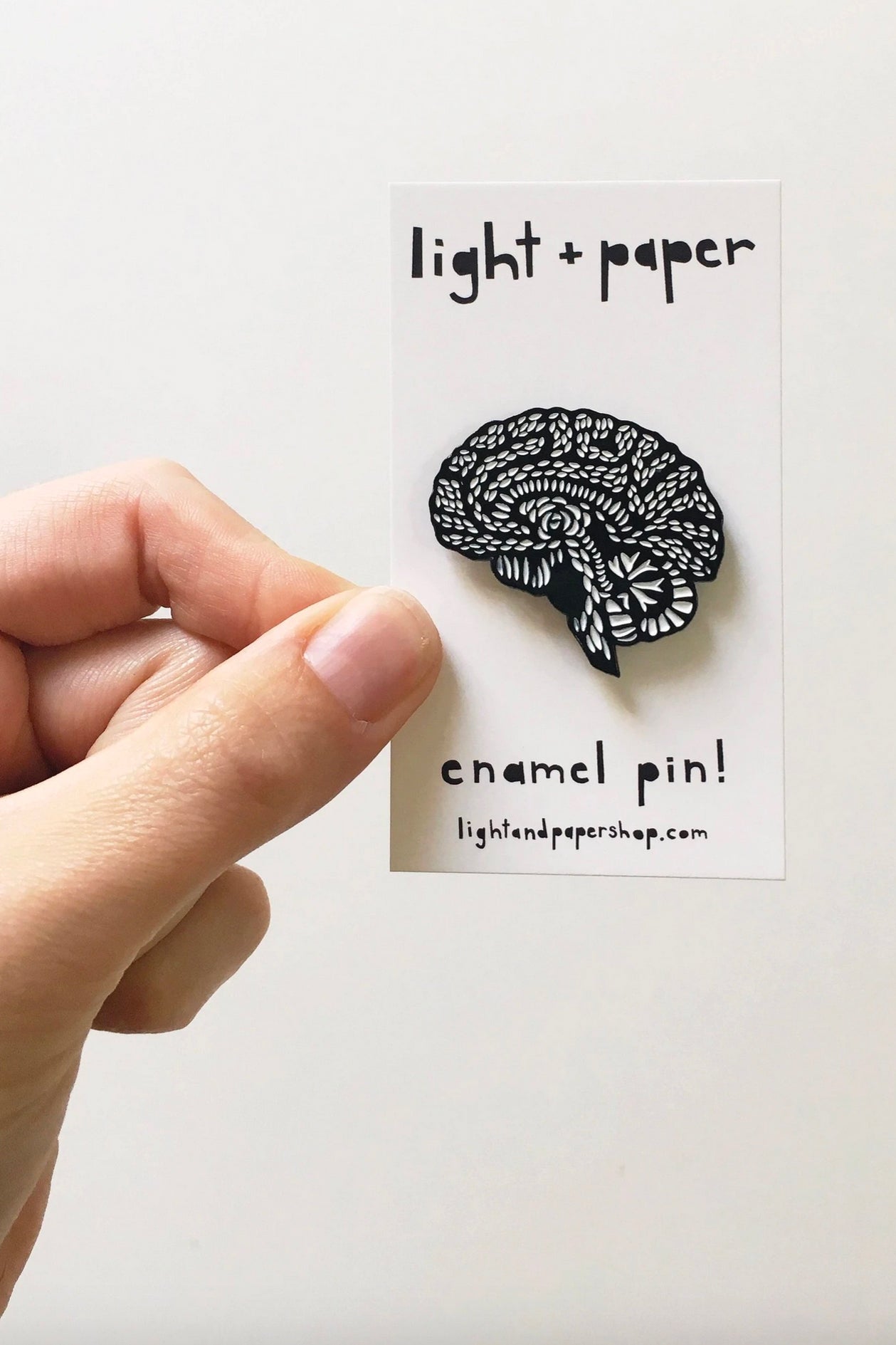 Light + Paper Enamel Pin -Brain