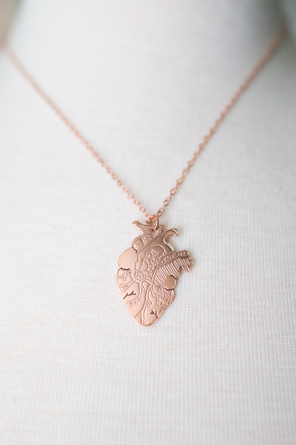 Smithstine Copper Etched Anatomical Heart Necklace