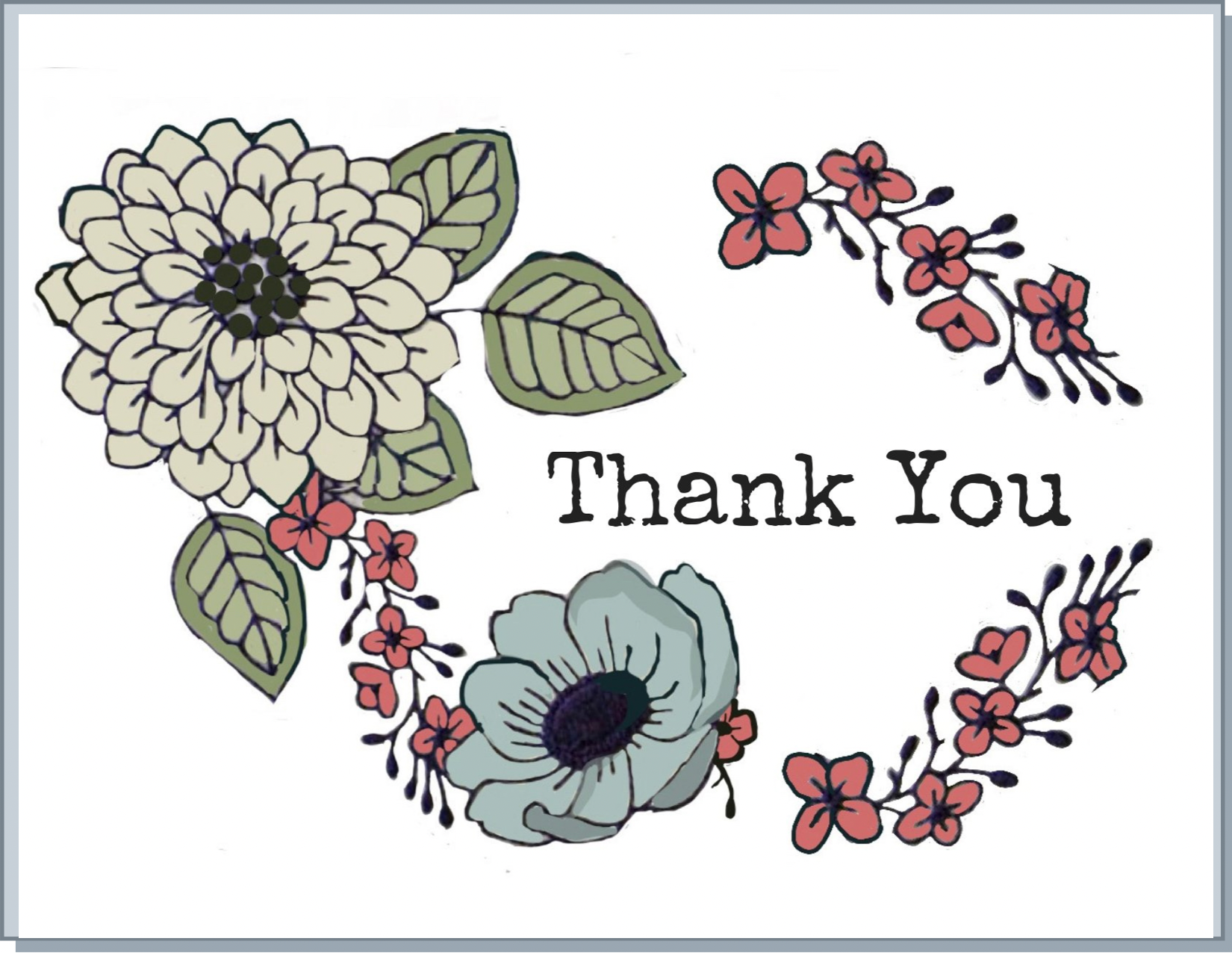 Newfolk&Cabin Japanese Floral Thank You - Greeting Card
